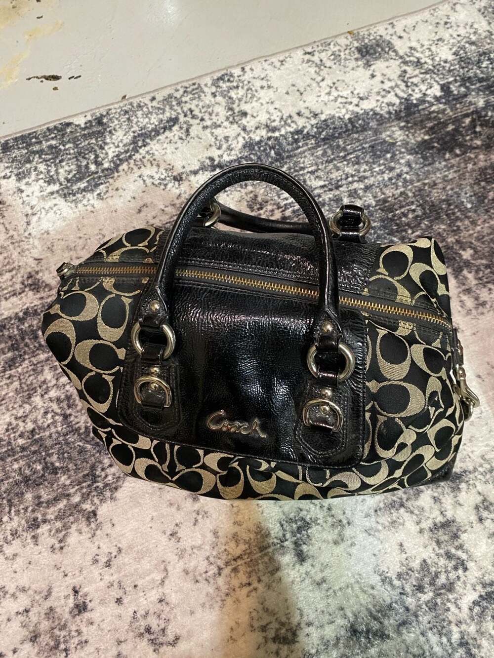 Coach Ashley Signature Sateen Large Satchel Handbag Shoulder Bag F15443